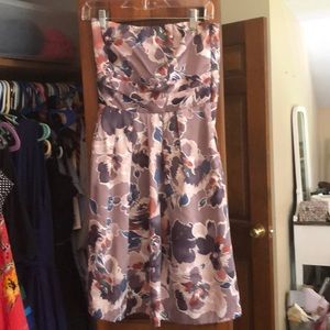 Purple floral strapless dress size 2